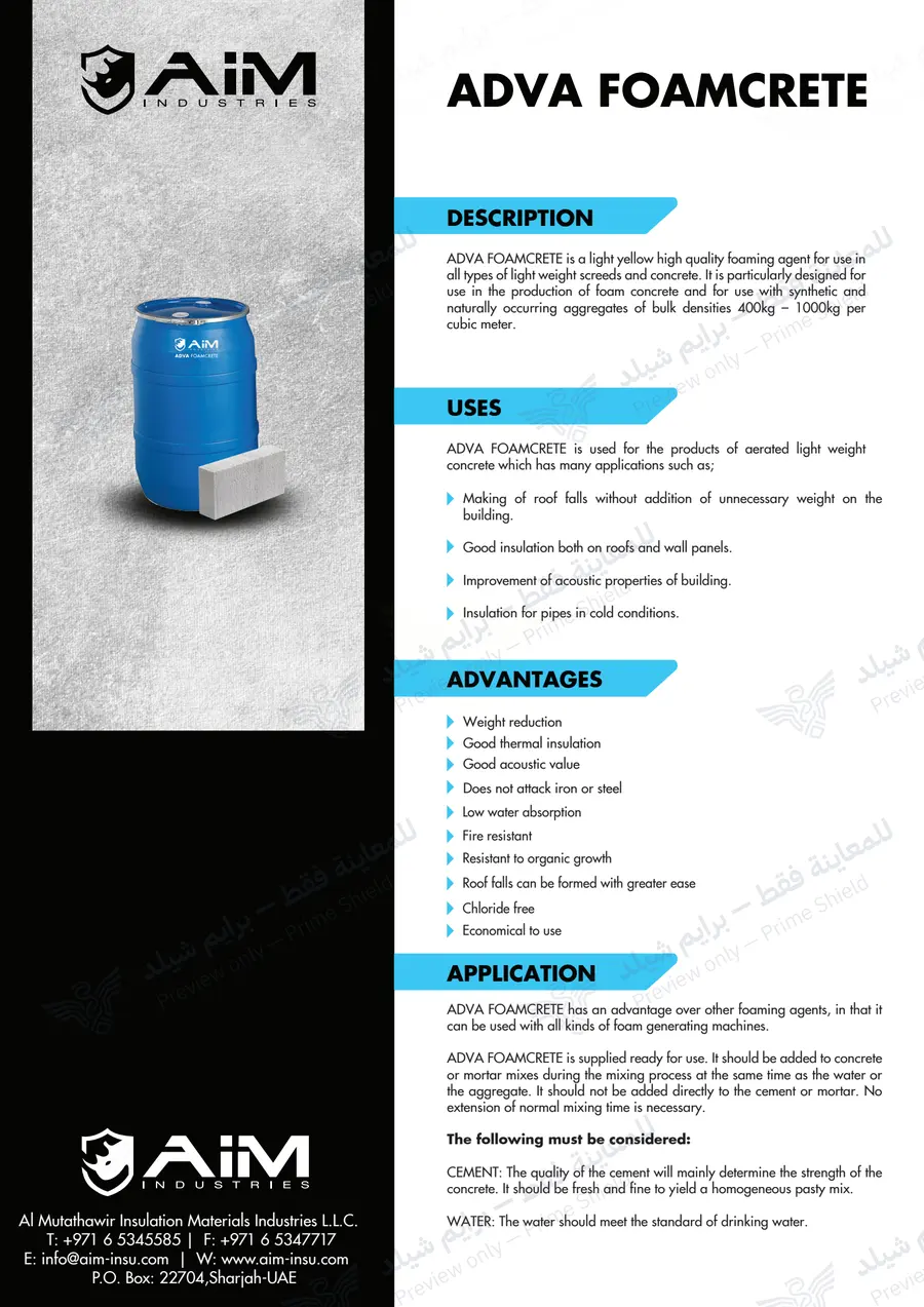 الصفحة 10 من 12 — ADVA FOAMCRETE — النشرة الرسمية (EN)