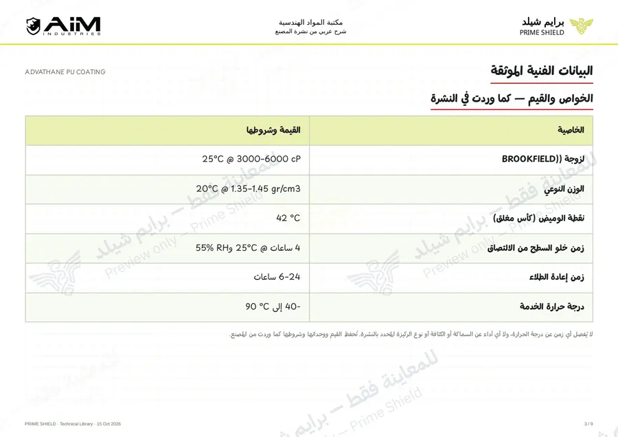 الصفحة 3 من 12 — ADVATHANE PU COATING — الشرح العربي