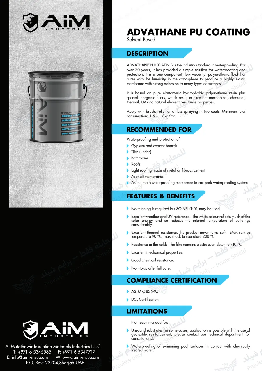 الصفحة 10 من 12 — ADVATHANE PU COATING — النشرة الرسمية (EN)