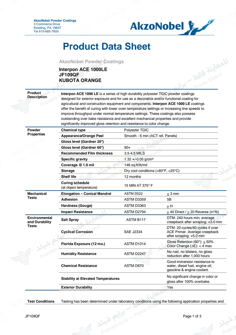 الصفحة 9 من 11 — Interpon ACE 1000 LE — النشرة الرسمية (EN)