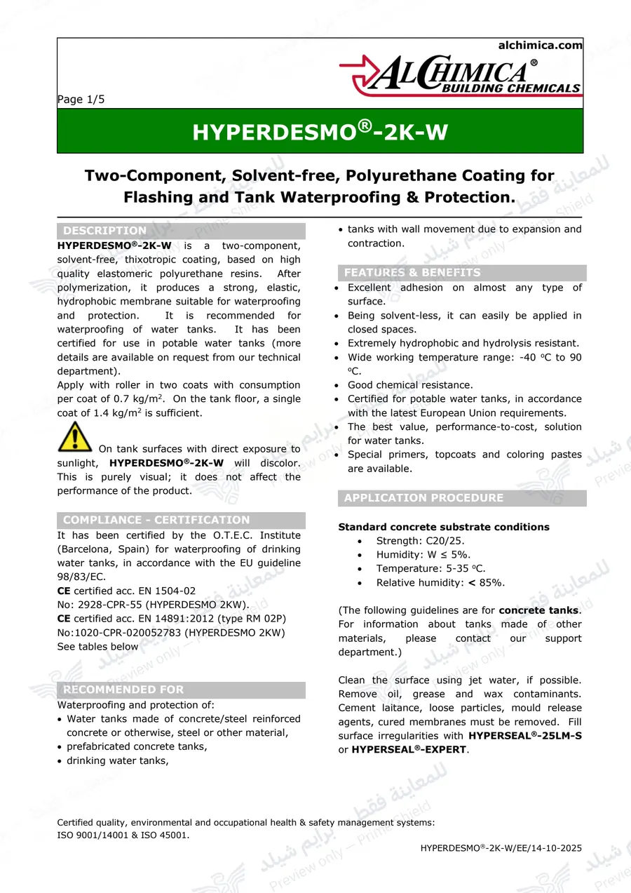 الصفحة 10 من 14 — Hyperdesmo 2K-W — النشرة الرسمية (EN)