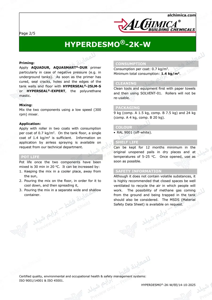 الصفحة 11 من 14 — Hyperdesmo 2K-W — النشرة الرسمية (EN)