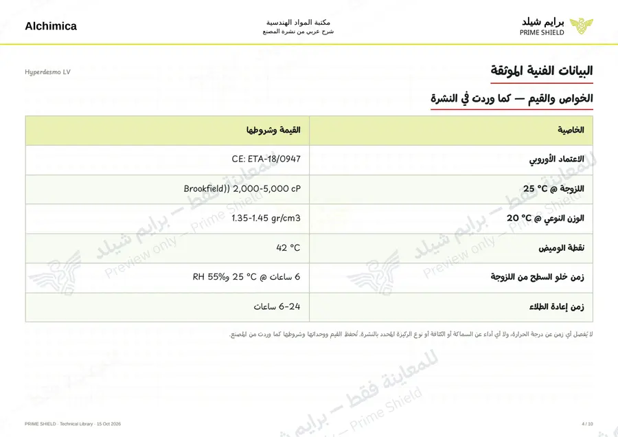 Page 4 of 14 — Hyperdesmo LV — Arabic explanation