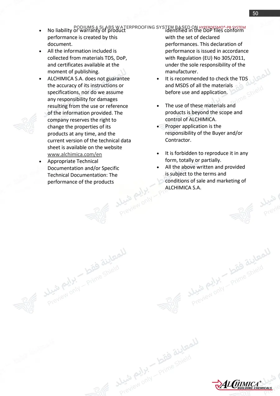 Page 61 of 62 — Hyperdesmo PB Podium Slabs Method Statement — Official sheet (EN)