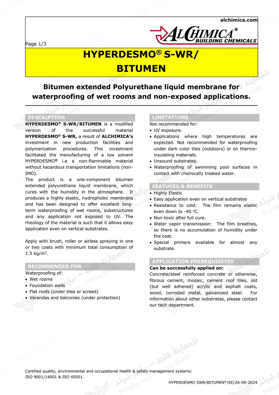 الصفحة 10 من 12 — Hyperdesmo S-WR Bitumen — النشرة الرسمية (EN)