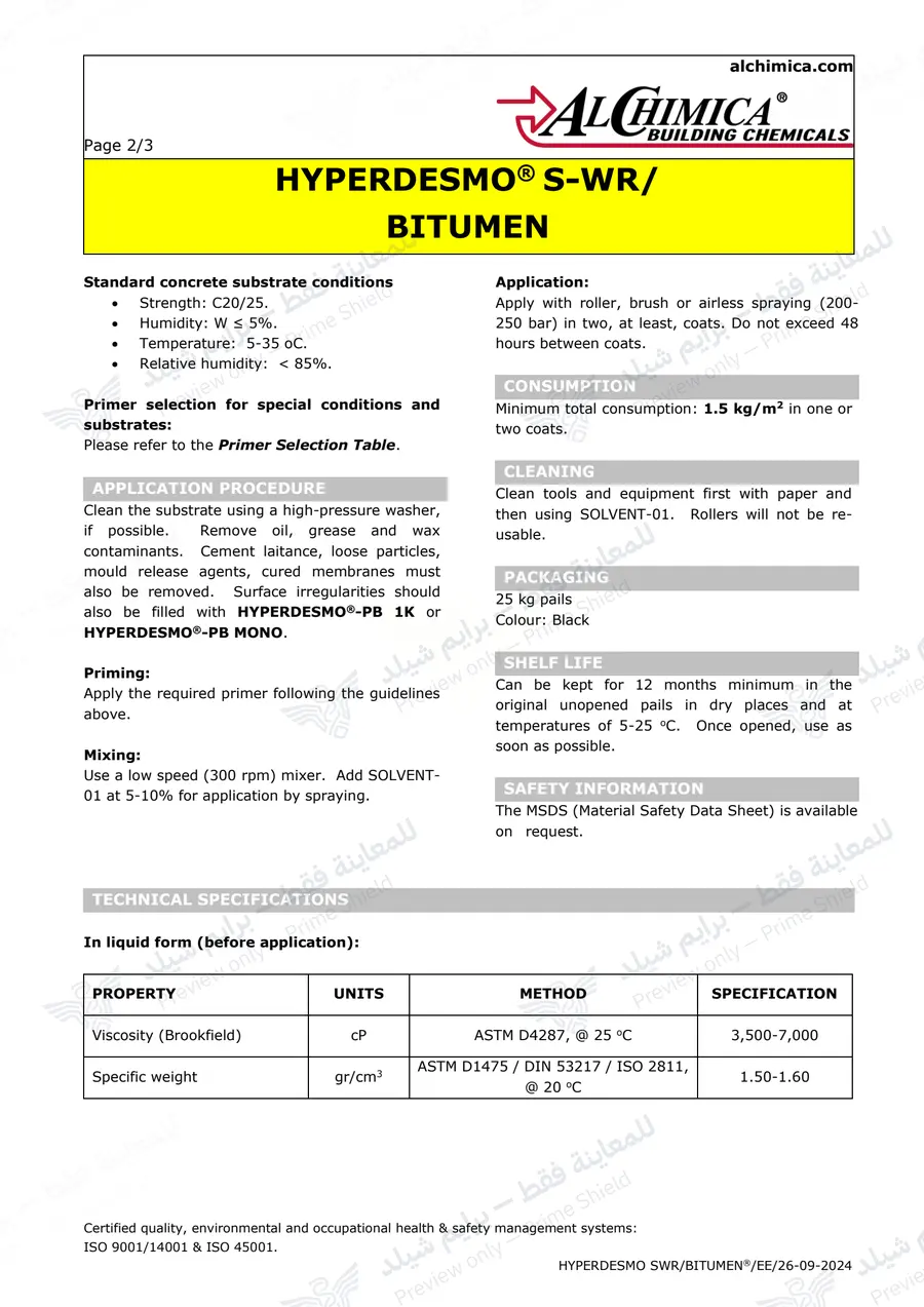 الصفحة 11 من 12 — Hyperdesmo S-WR Bitumen — النشرة الرسمية (EN)