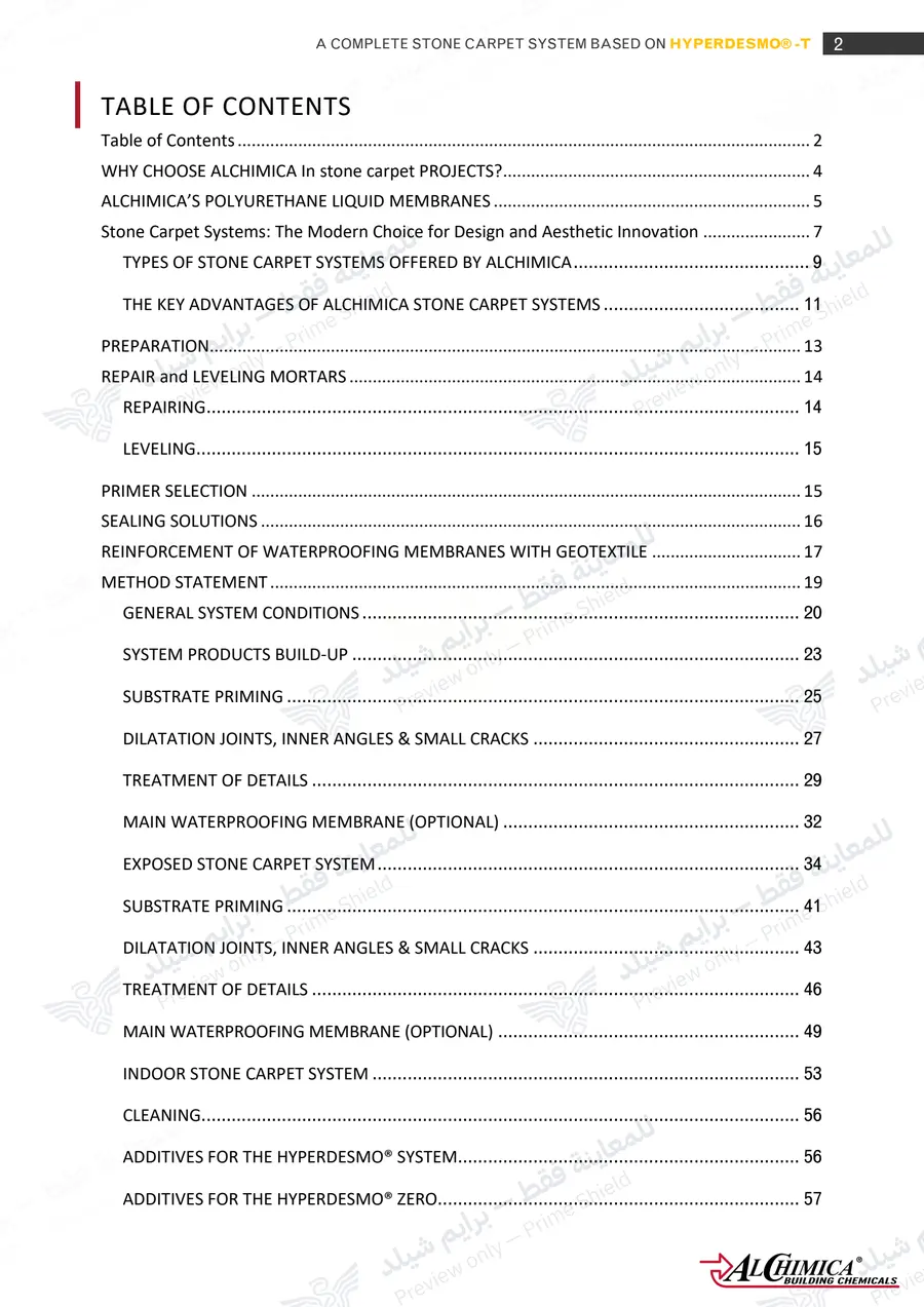 Page 13 of 74 — Hyperdesmo T Stone Carpet Method Statement — Official sheet (EN)
