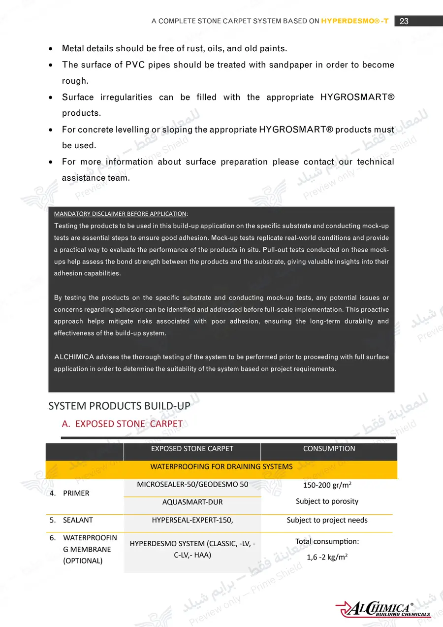 Page 34 of 74 — Hyperdesmo T Stone Carpet Method Statement — Official sheet (EN)