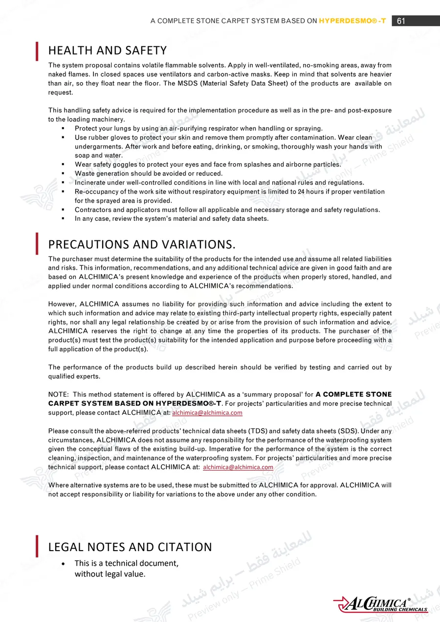 Page 72 of 74 — Hyperdesmo T Stone Carpet Method Statement — Official sheet (EN)