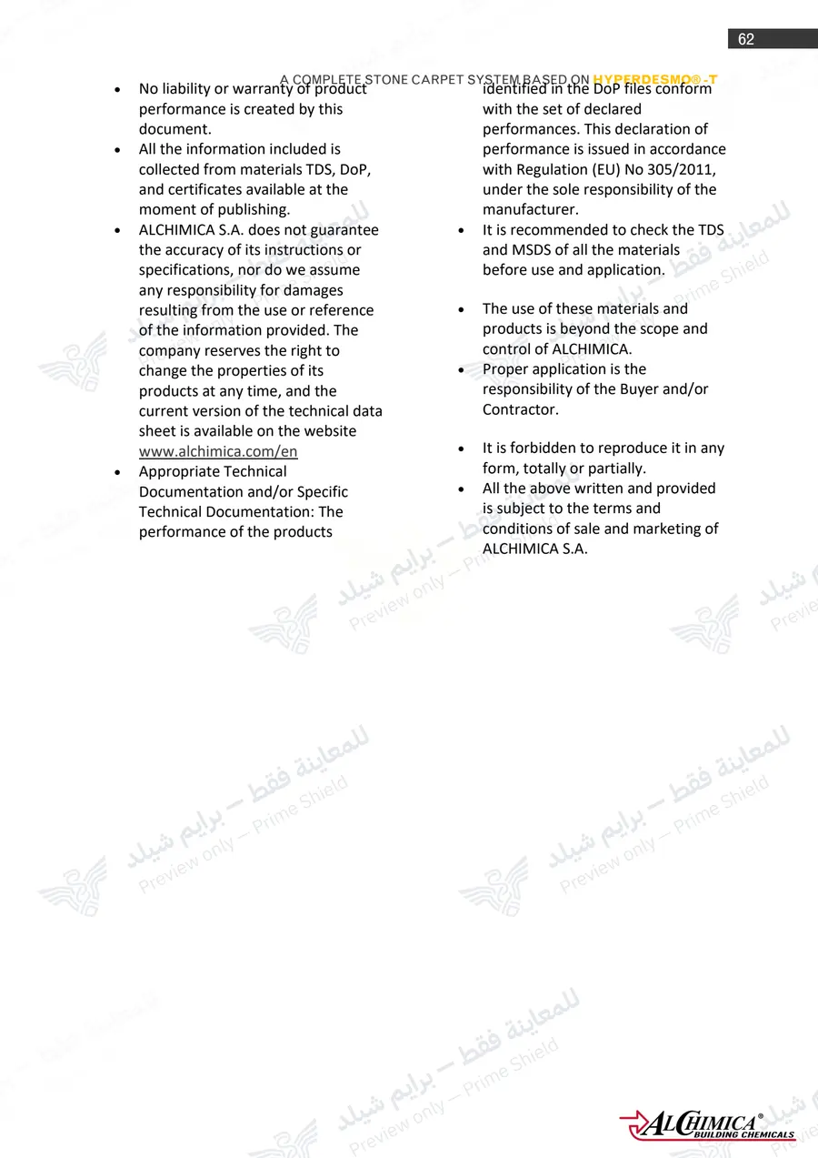 Page 73 of 74 — Hyperdesmo T Stone Carpet Method Statement — Official sheet (EN)