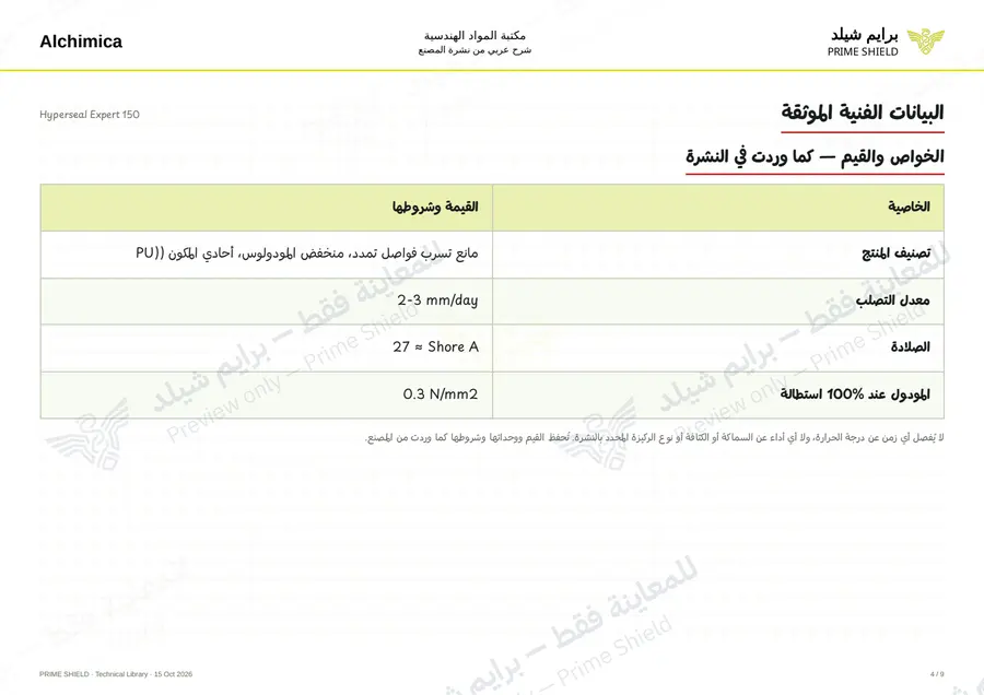 Page 4 of 13 — Hyperseal Expert 150 — Arabic explanation