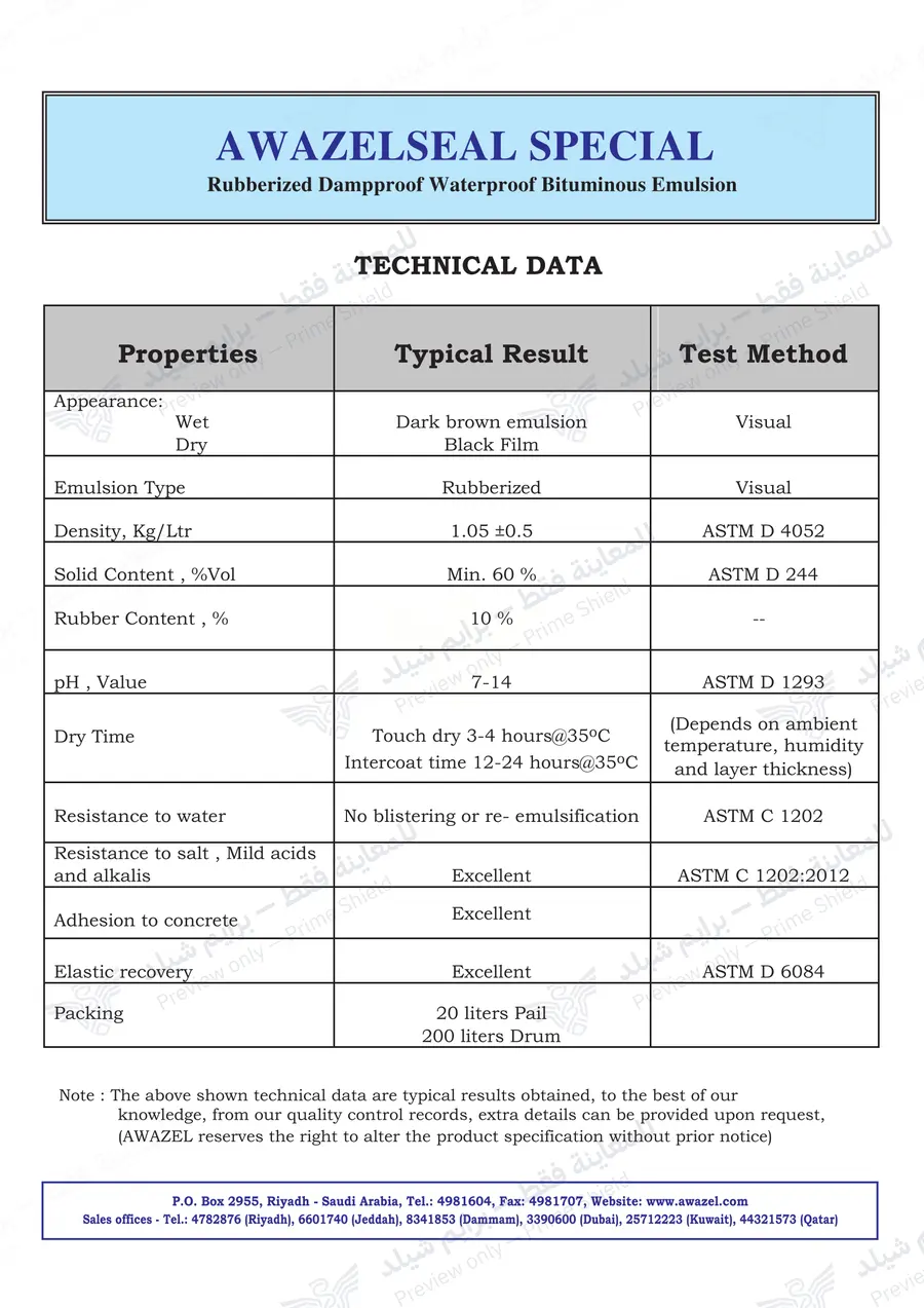 Page 11 of 11 — Awazelseal Special — Official sheet (EN)
