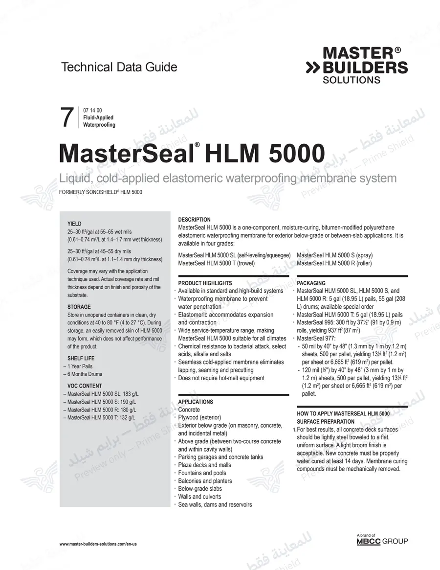 Page 11 of 17 — MasterSeal HLM 5000 — Official sheet (EN)