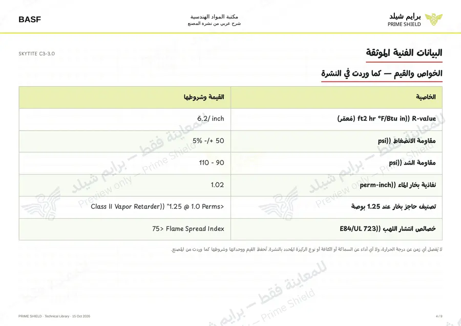 الصفحة 4 من 13 — SKYTITE C3-3.0 — الشرح العربي