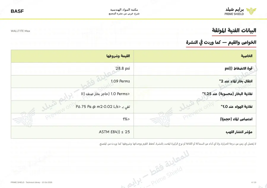 الصفحة 4 من 14 — WALLTITE Max — الشرح العربي