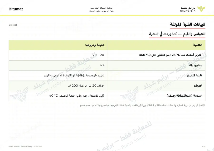 Page 4 of 10 — Bitucoat — Arabic explanation