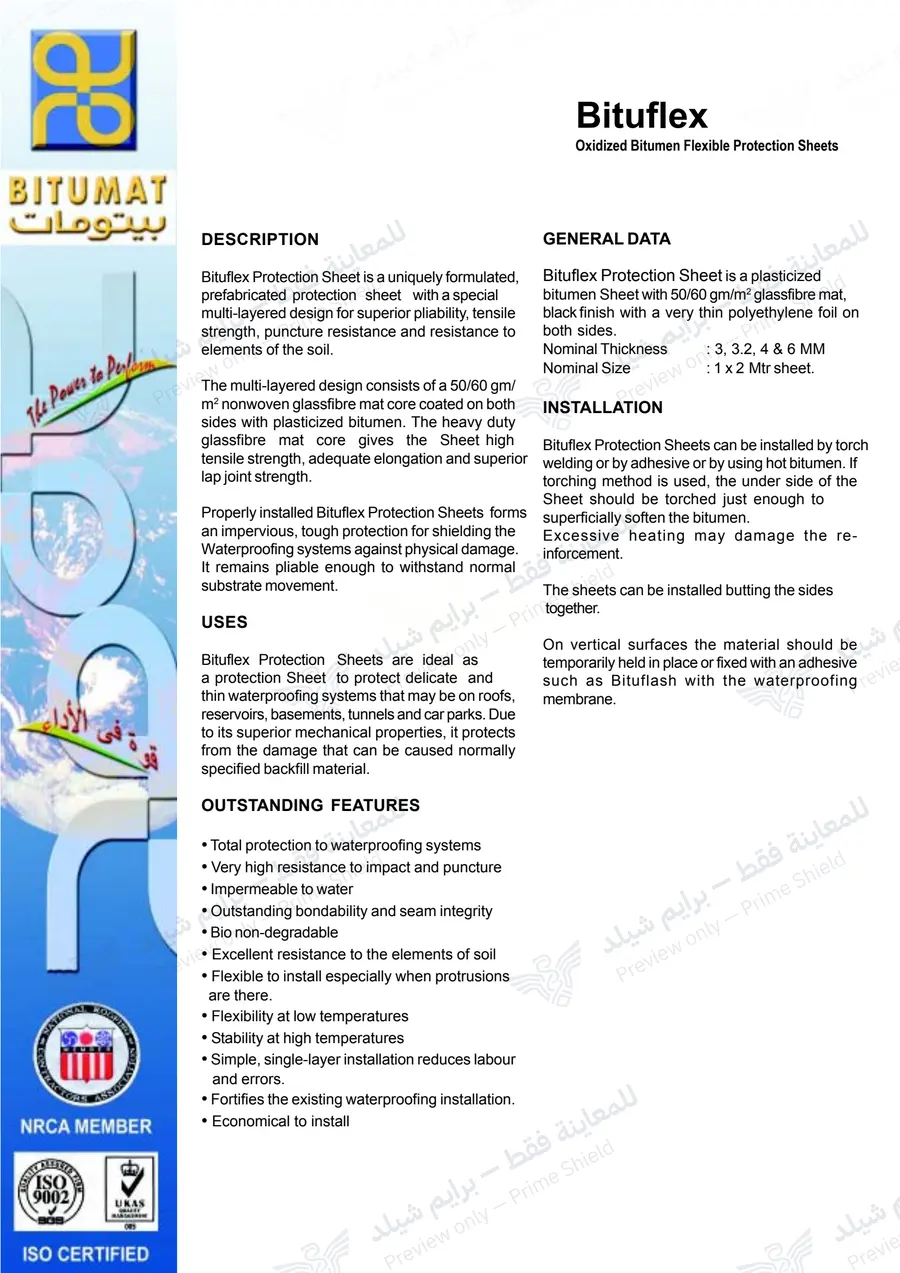 الصفحة 9 من 10 — Bituflex Protection Sheet — النشرة الرسمية (EN)