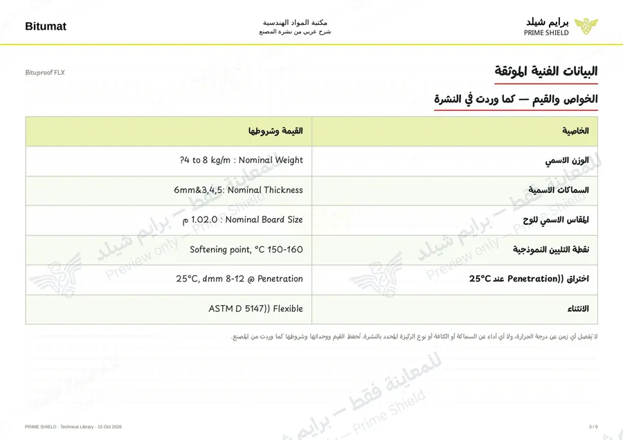 الصفحة 3 من 11 — Bituproof FLX — الشرح العربي
