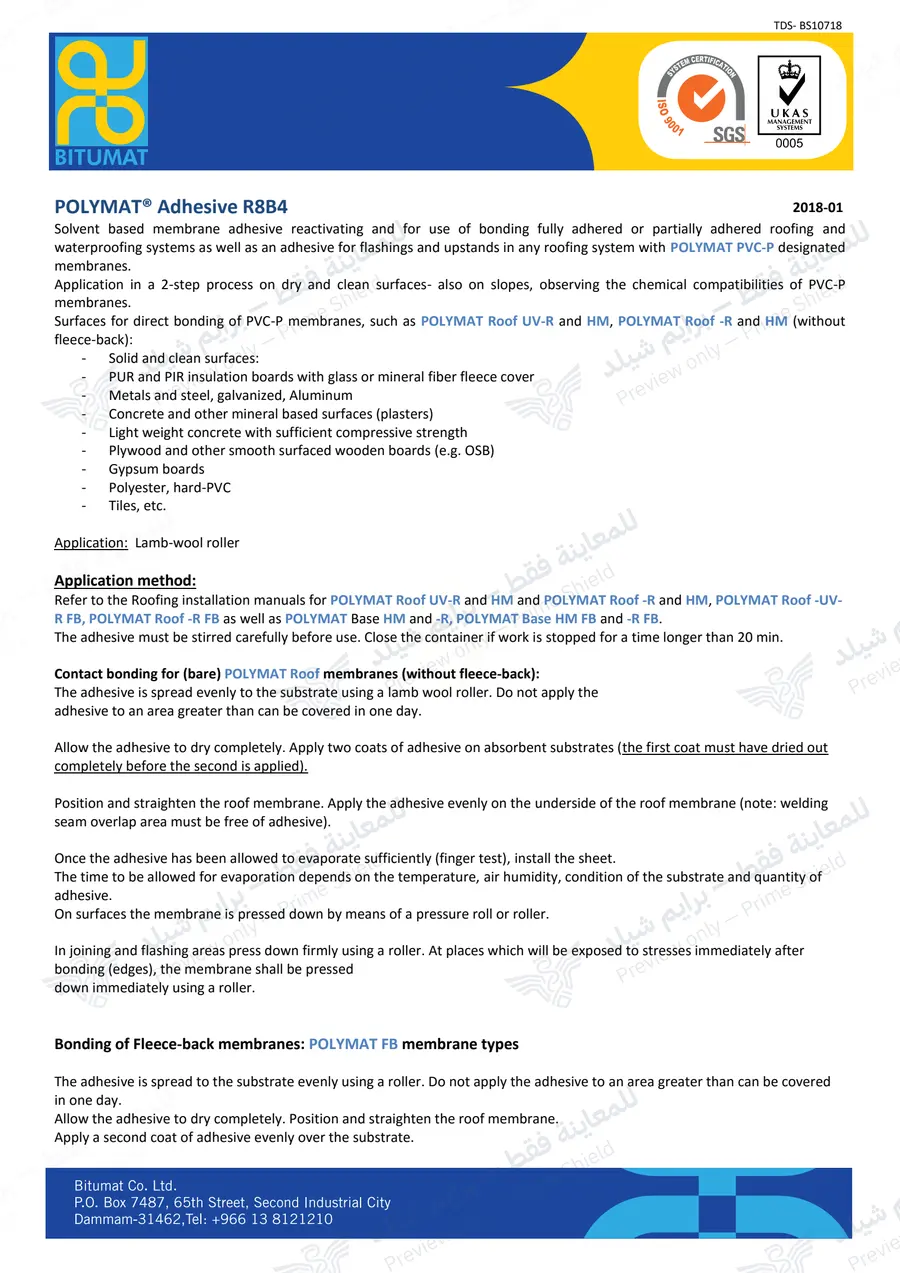 Page 9 of 10 — POLYMAT Adhesive R8B4 — Official sheet (EN)
