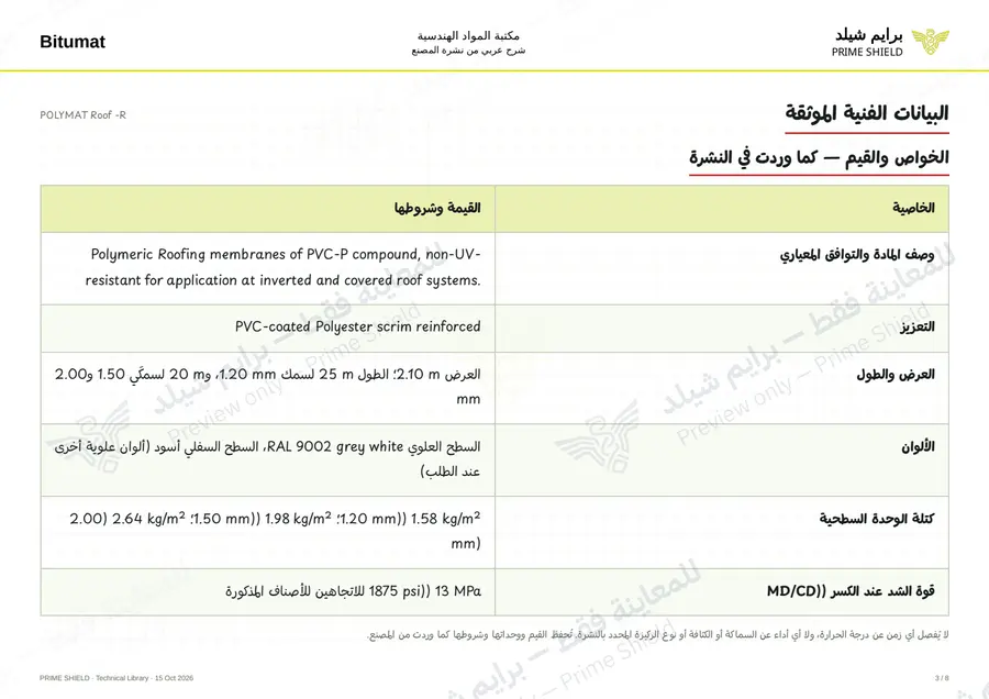 الصفحة 3 من 12 — POLYMAT Roof -R — الشرح العربي