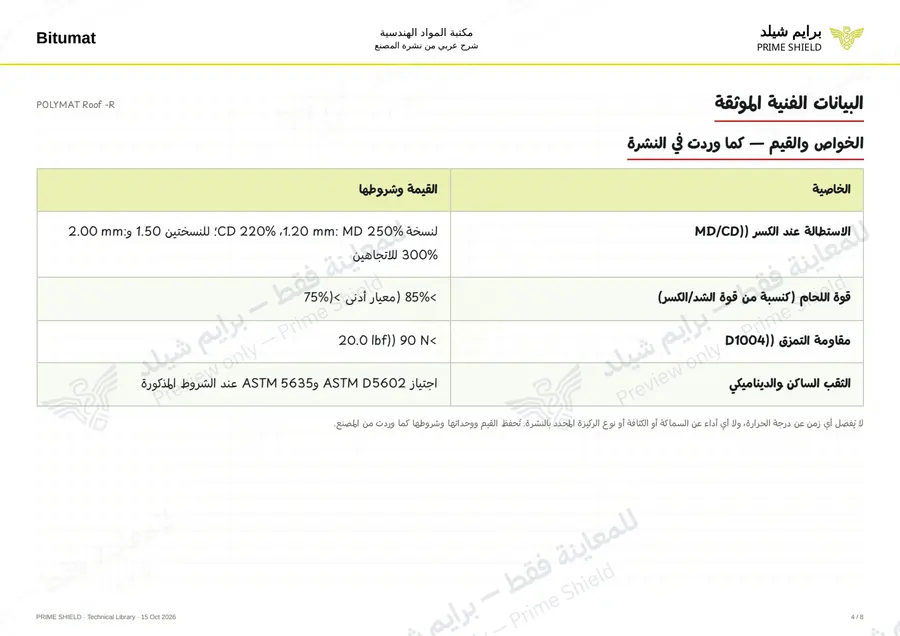 الصفحة 4 من 12 — POLYMAT Roof -R — الشرح العربي