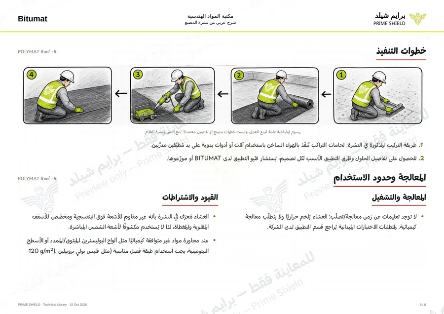 الصفحة 6 من 12 — POLYMAT Roof -R — الشرح العربي
