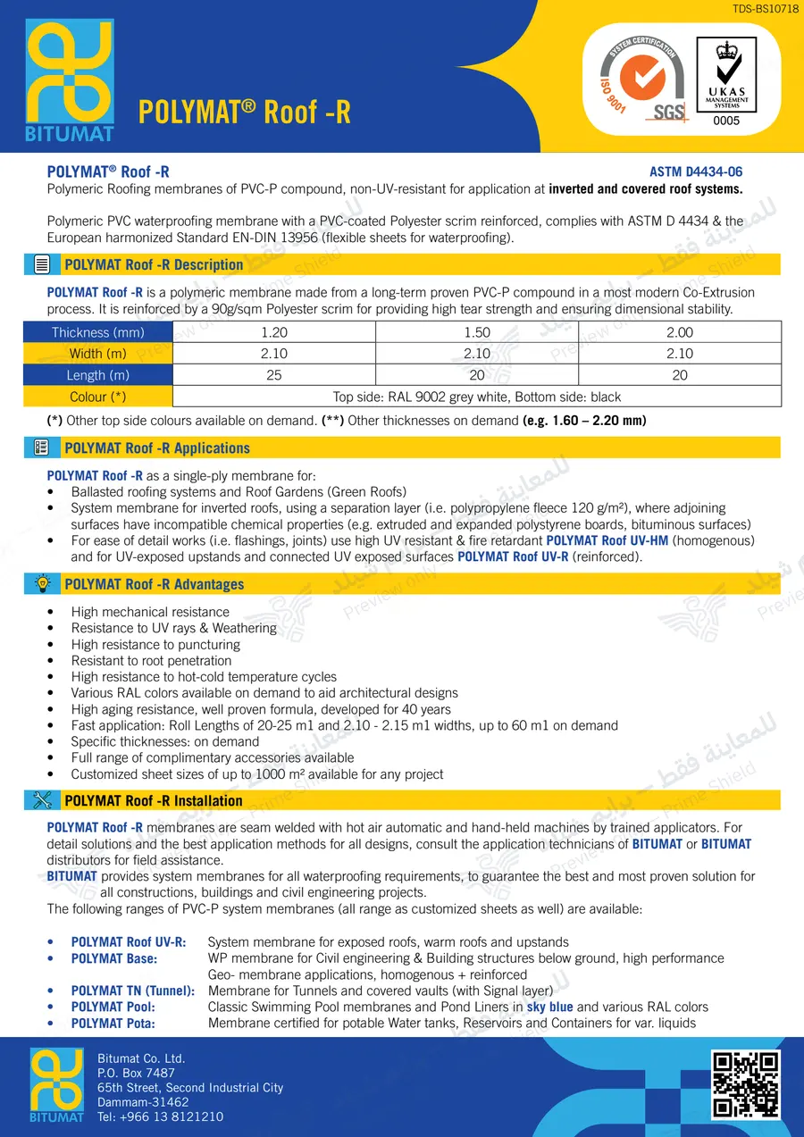 الصفحة 9 من 12 — POLYMAT Roof -R — النشرة الرسمية (EN)