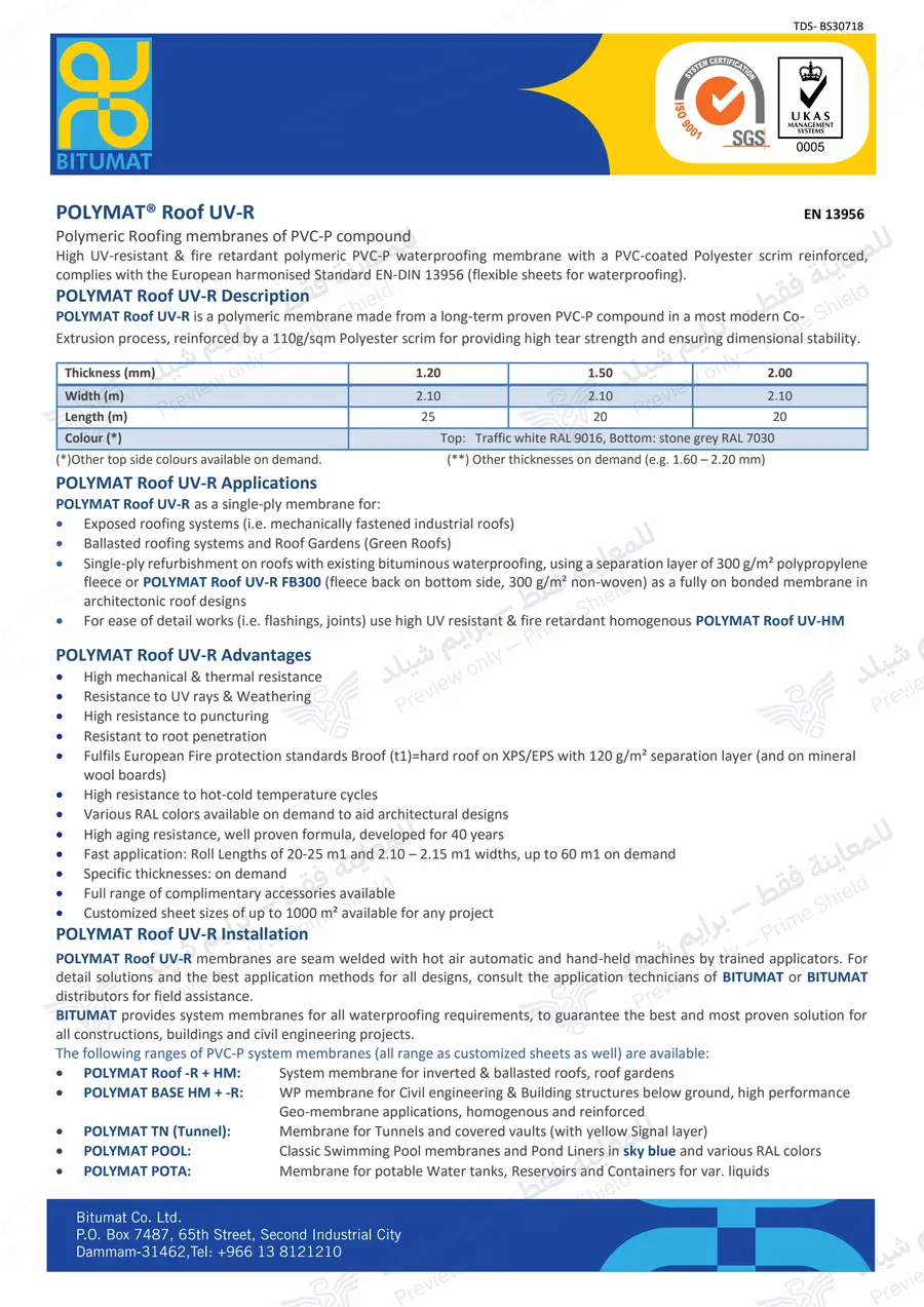 Page 9 of 10 — POLYMAT Roof UV-R — Official sheet (EN)