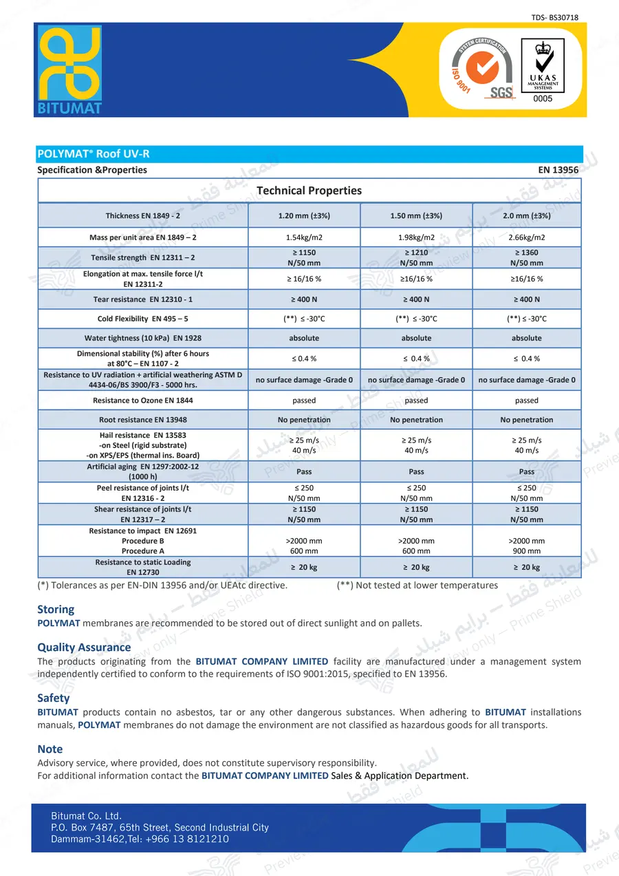 Page 10 of 10 — POLYMAT Roof UV-R — Official sheet (EN)