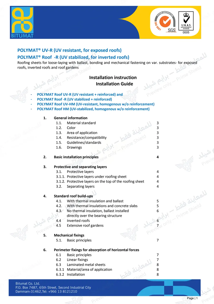 الصفحة 13 من 34 — POLYMAT Roofing Installation Guide — النشرة الرسمية (EN)