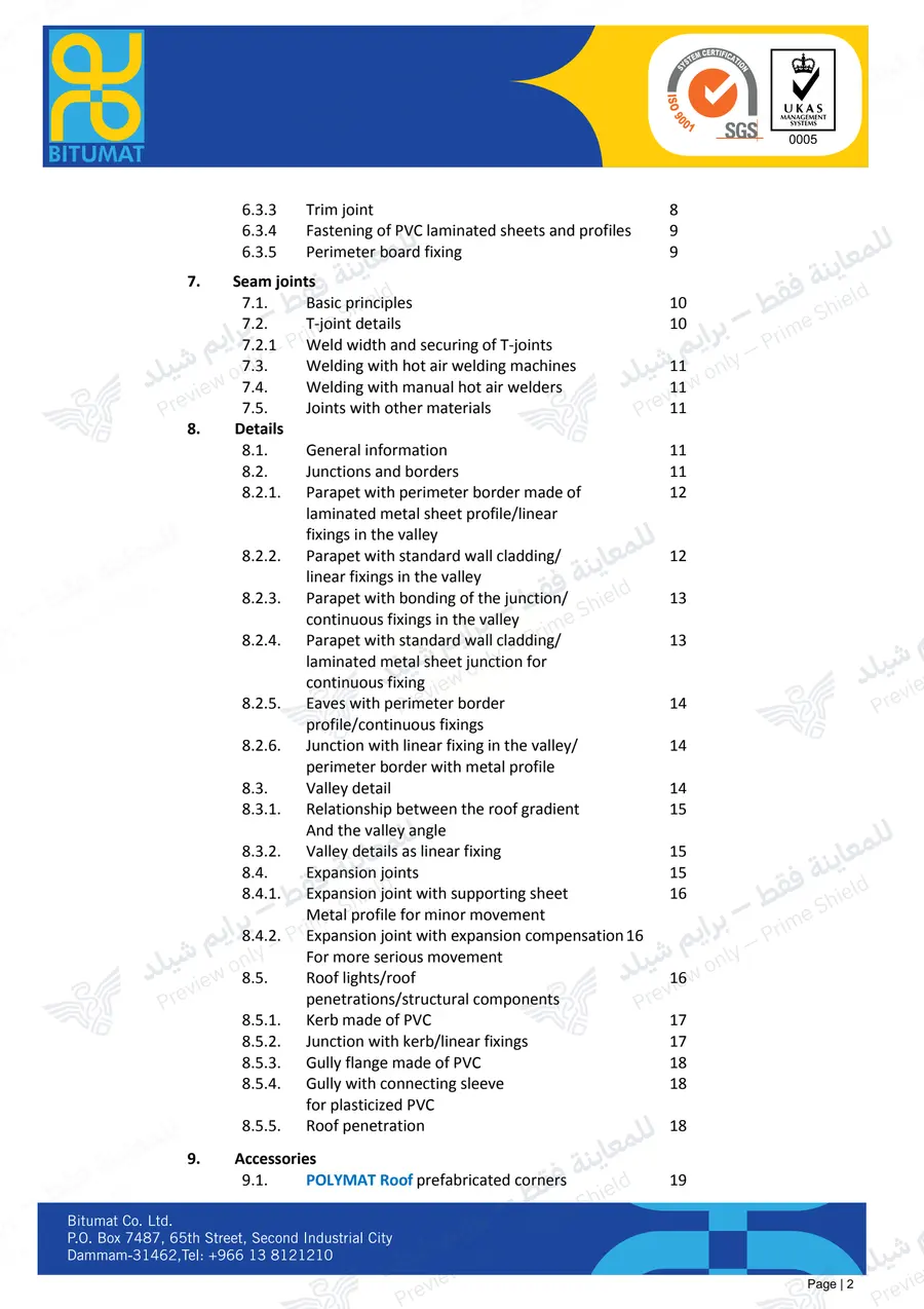 الصفحة 14 من 34 — POLYMAT Roofing Installation Guide — النشرة الرسمية (EN)