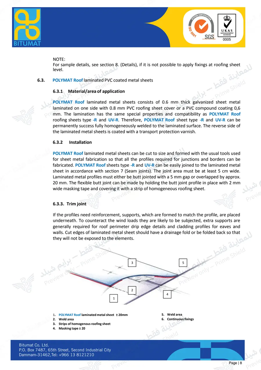 الصفحة 20 من 34 — POLYMAT Roofing Installation Guide — النشرة الرسمية (EN)