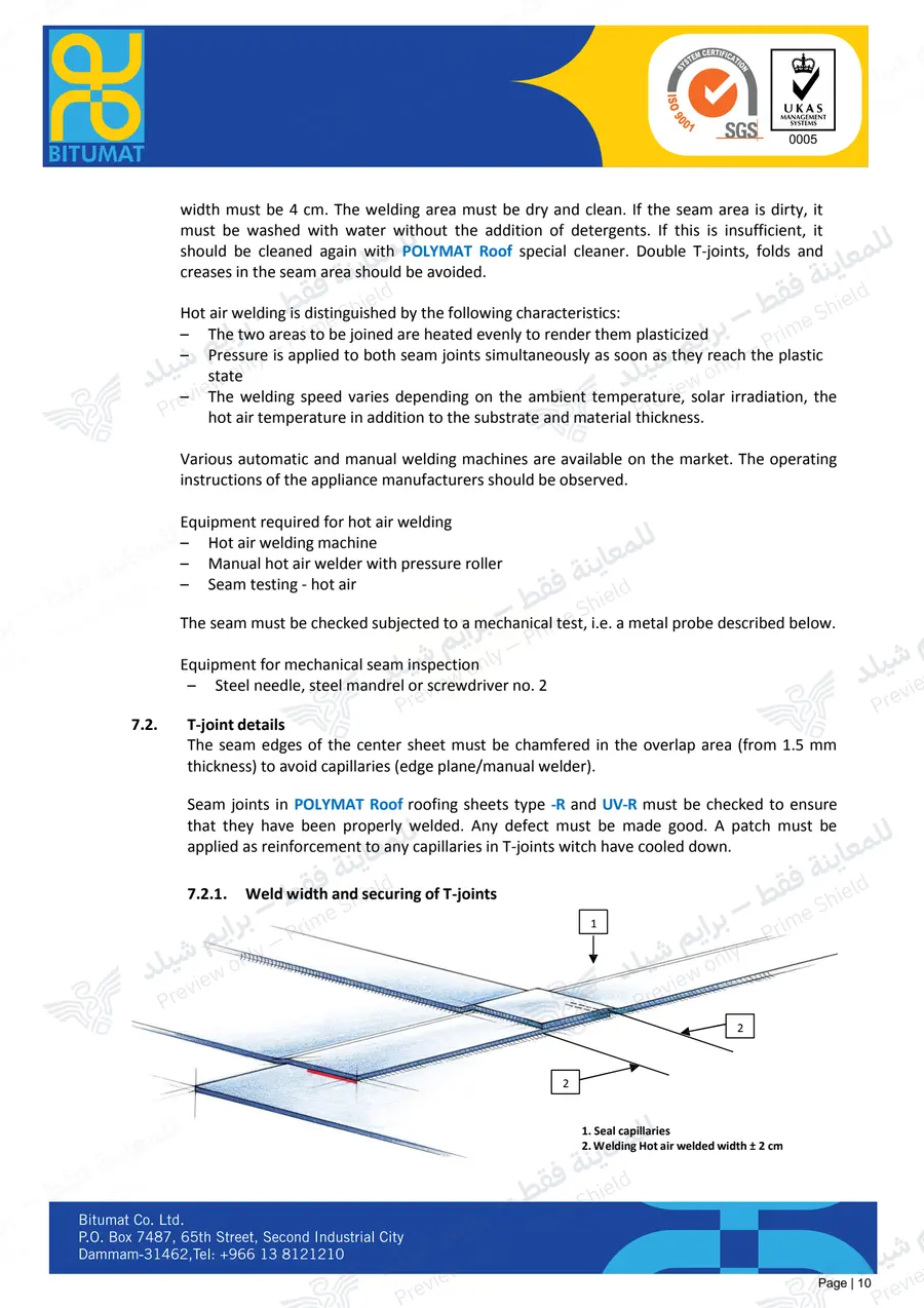 الصفحة 22 من 34 — POLYMAT Roofing Installation Guide — النشرة الرسمية (EN)