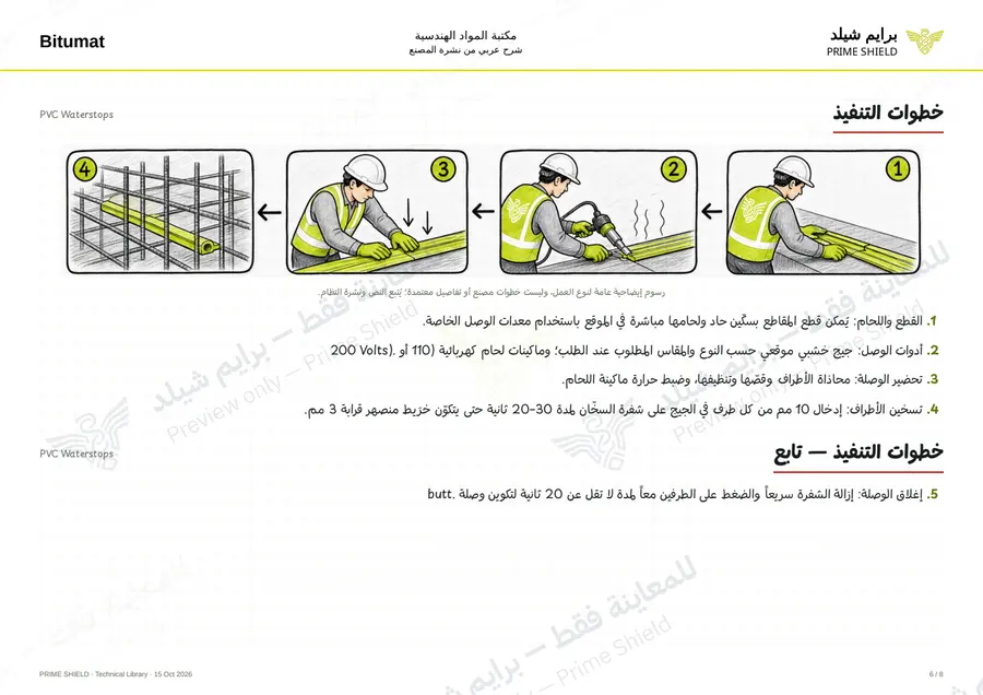 الصفحة 6 من 12 — PVC Waterstops — الشرح العربي