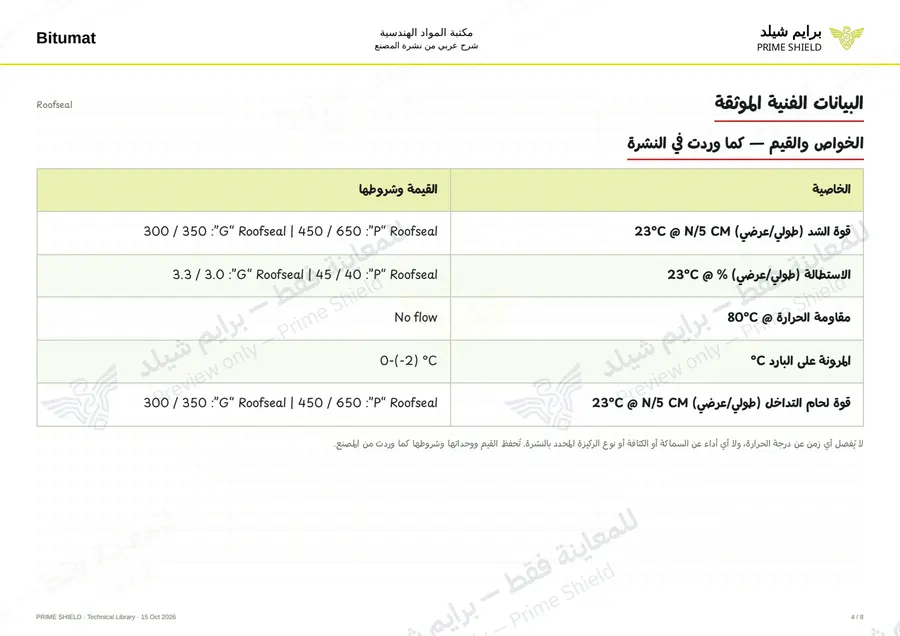 Page 4 of 10 — Roofseal — Arabic explanation