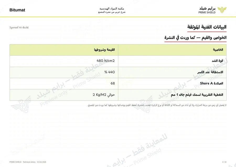 الصفحة 4 من 12 — Synroof Hi-Build — الشرح العربي