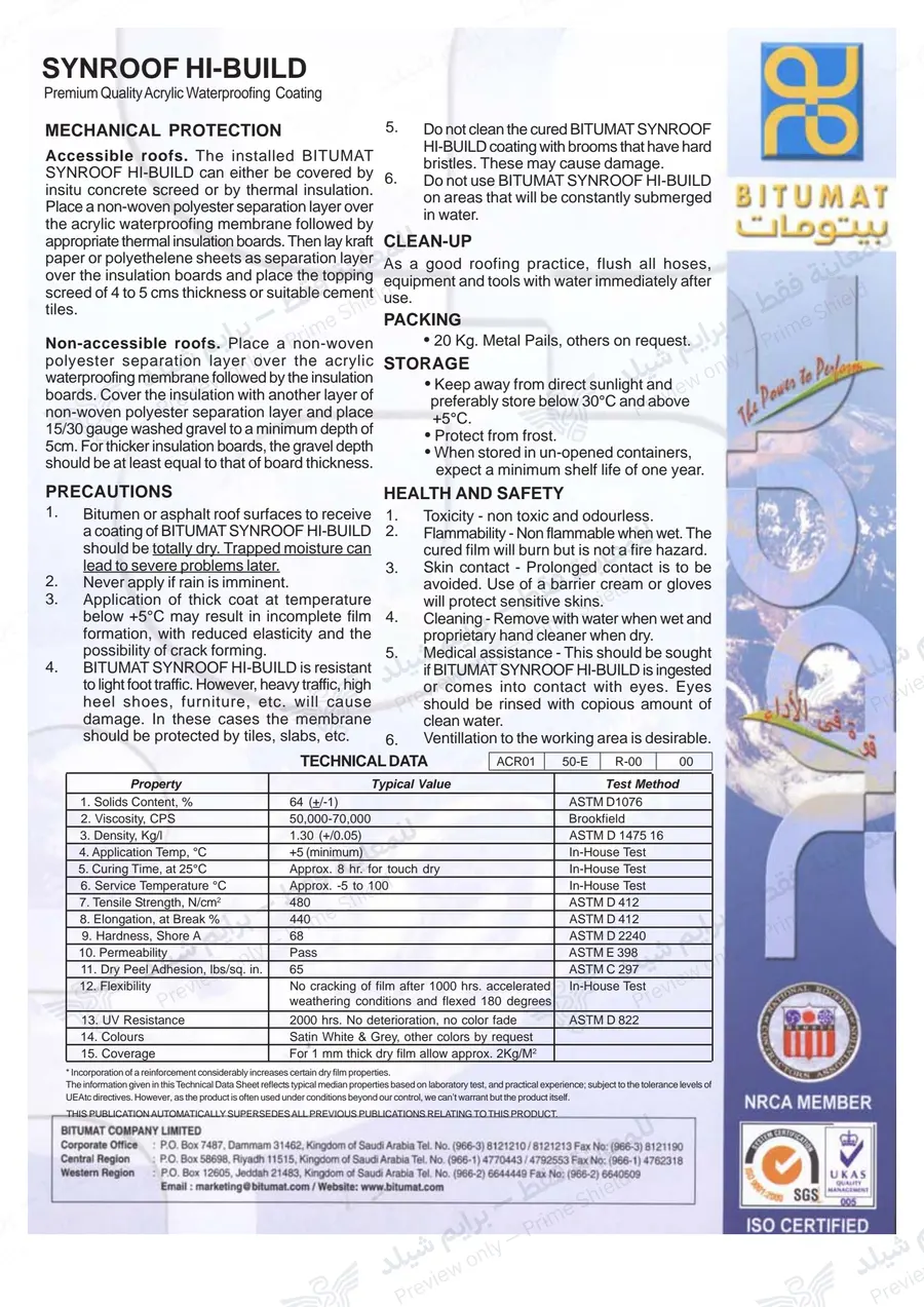 الصفحة 12 من 12 — Synroof Hi-Build — النشرة الرسمية (EN)