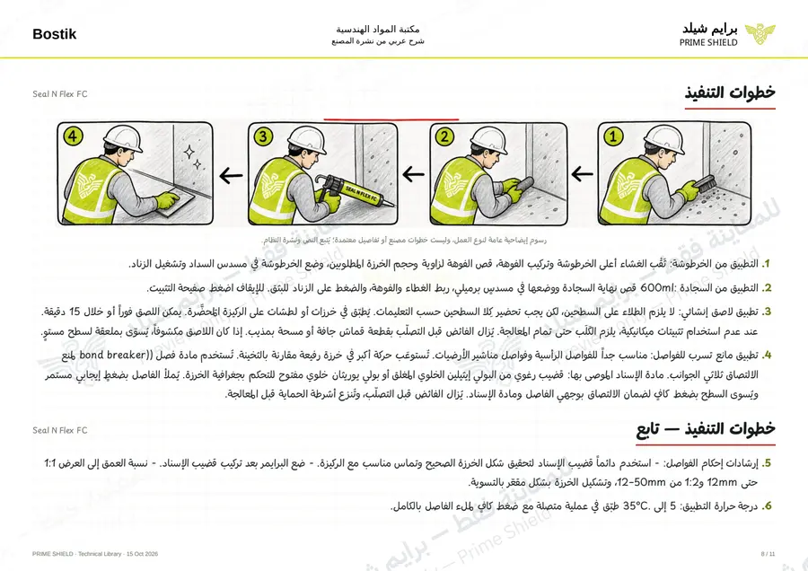 Page 8 of 14 — Seal N Flex FC — Arabic explanation
