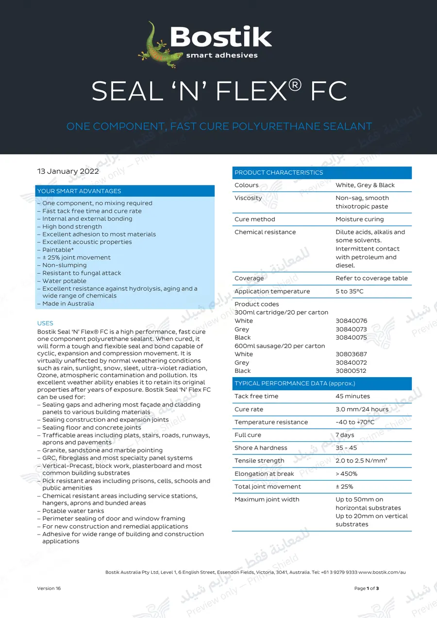 Page 12 of 14 — Seal N Flex FC — Official sheet (EN)