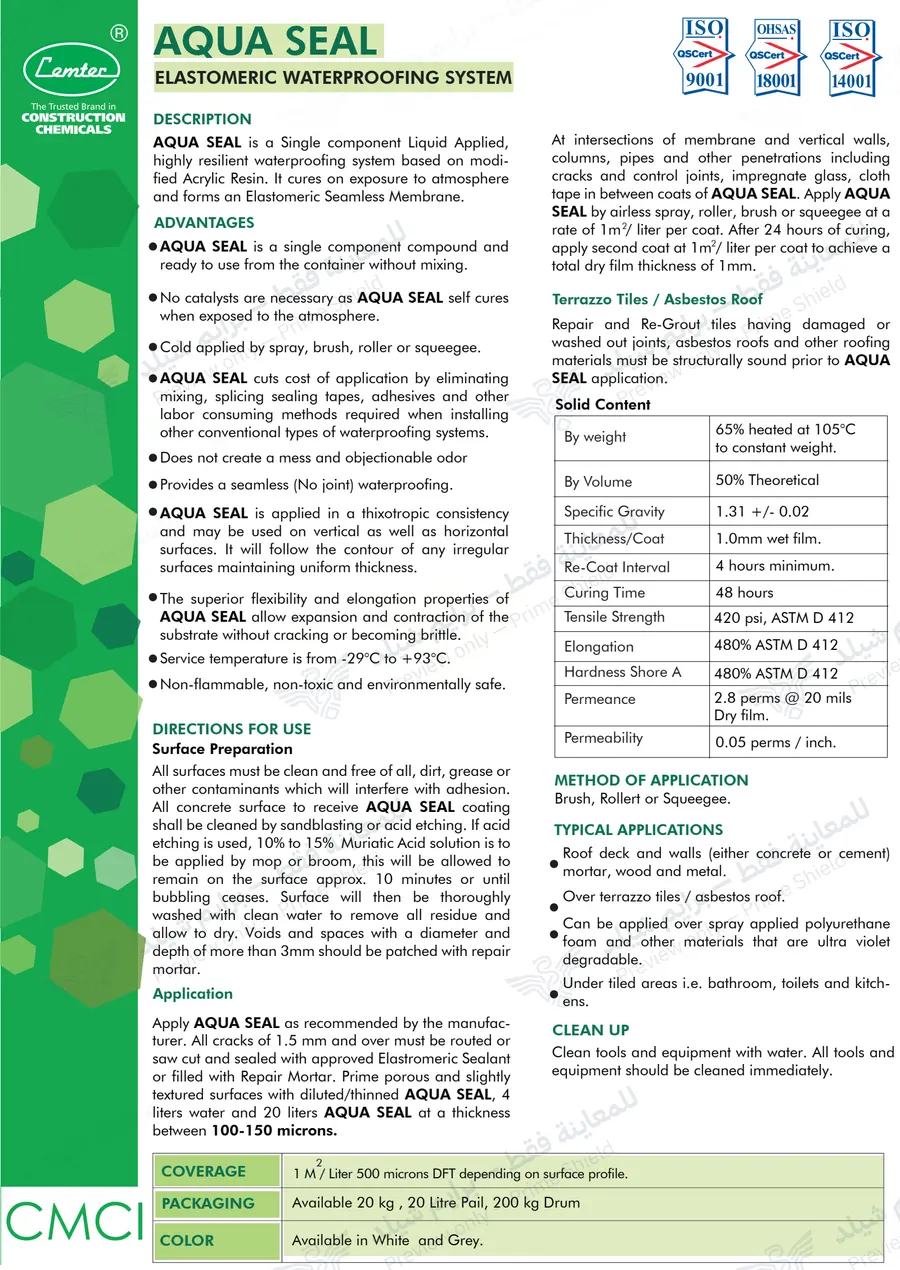 Page 11 of 12 — AQUA SEAL — Official sheet (EN)