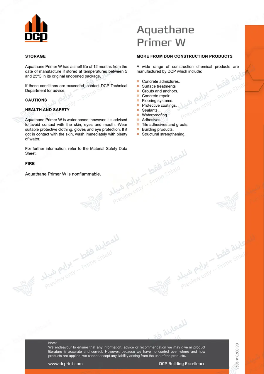 الصفحة 9 من 9 — Aquathane Primer W — النشرة الرسمية (EN)