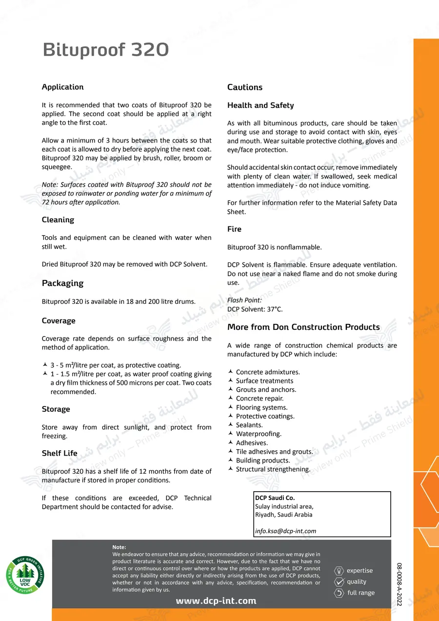 الصفحة 9 من 9 — Bituproof 320 — النشرة الرسمية (EN)