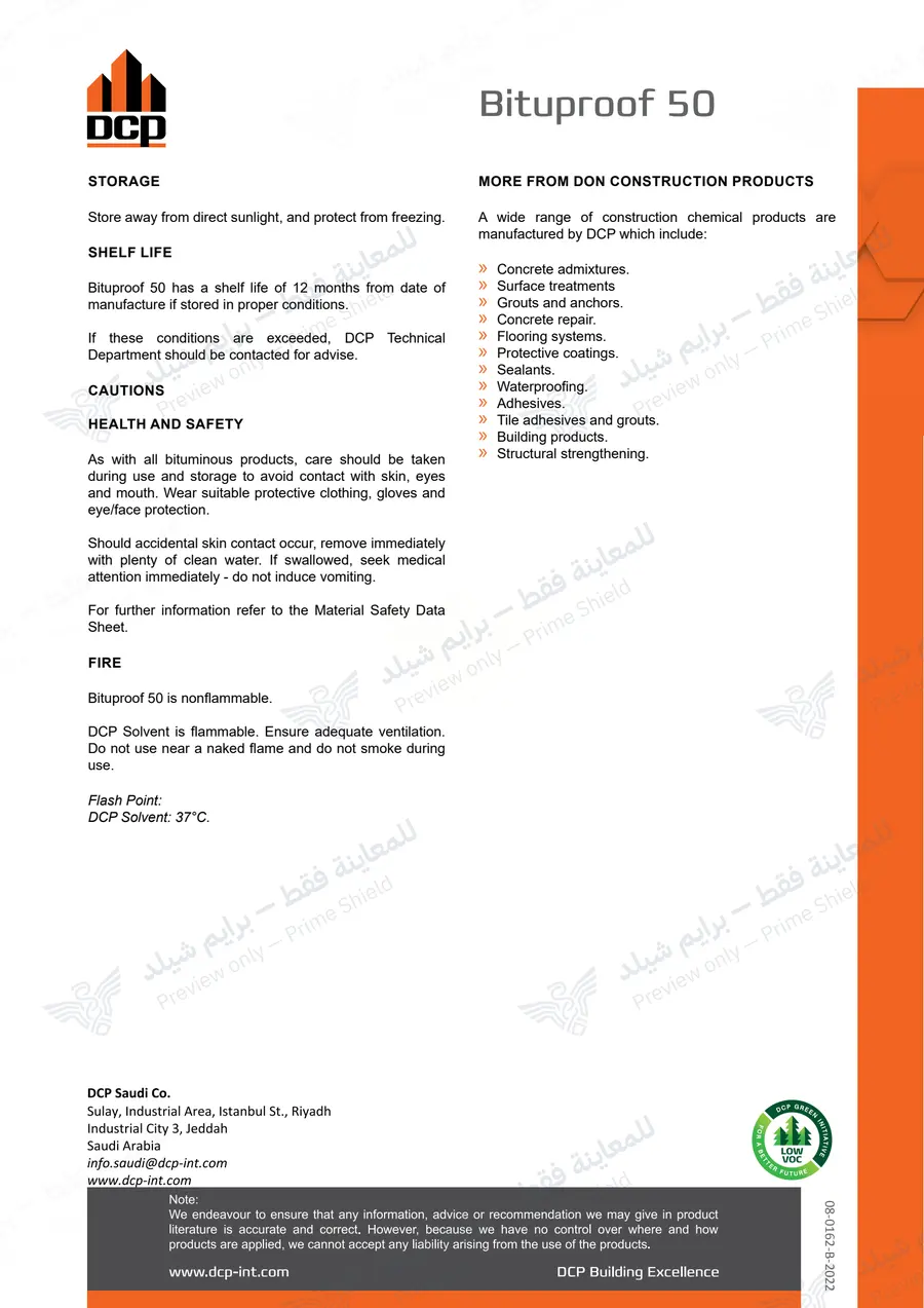 الصفحة 10 من 10 — Bituproof 50 — النشرة الرسمية (EN)