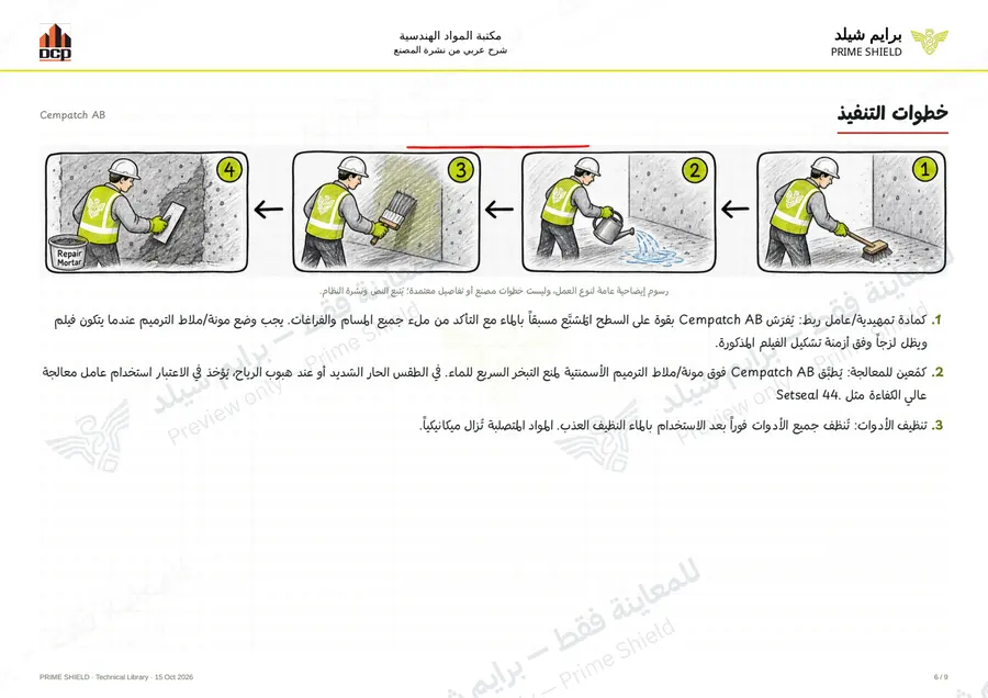 الصفحة 6 من 11 — Cempatch AB — الشرح العربي
