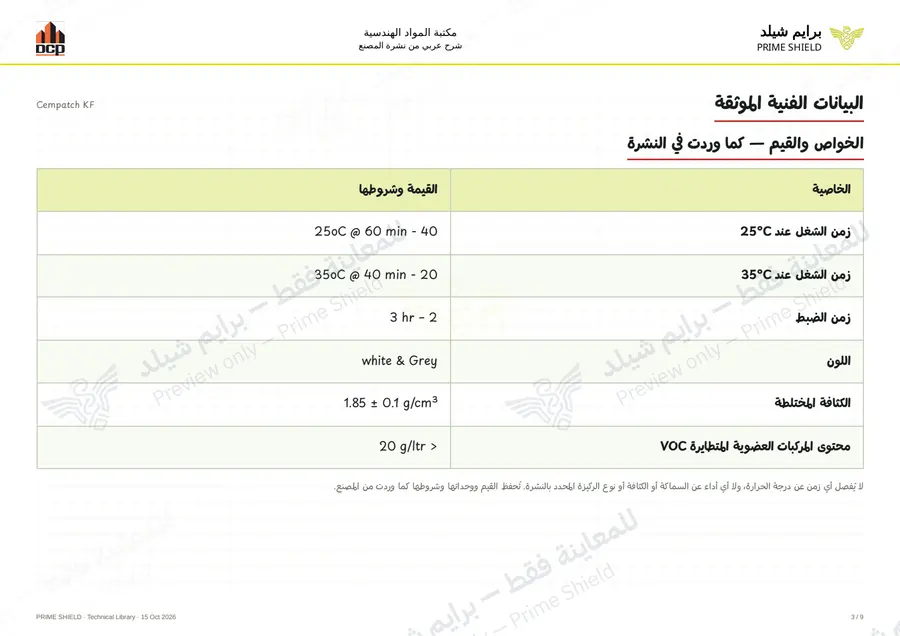 الصفحة 3 من 11 — Cempatch KF — الشرح العربي