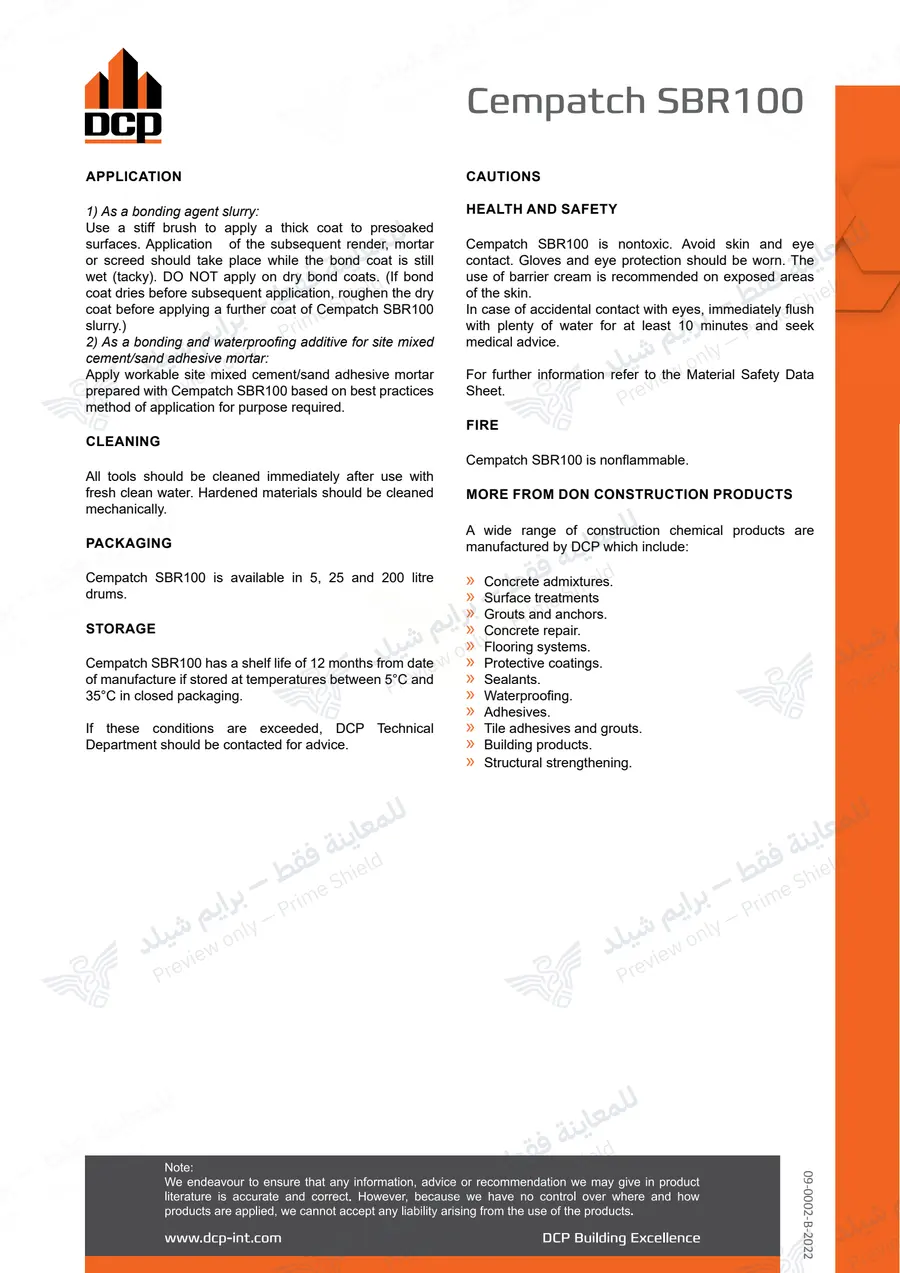 الصفحة 10 من 10 — Cempatch SBR100 — النشرة الرسمية (EN)