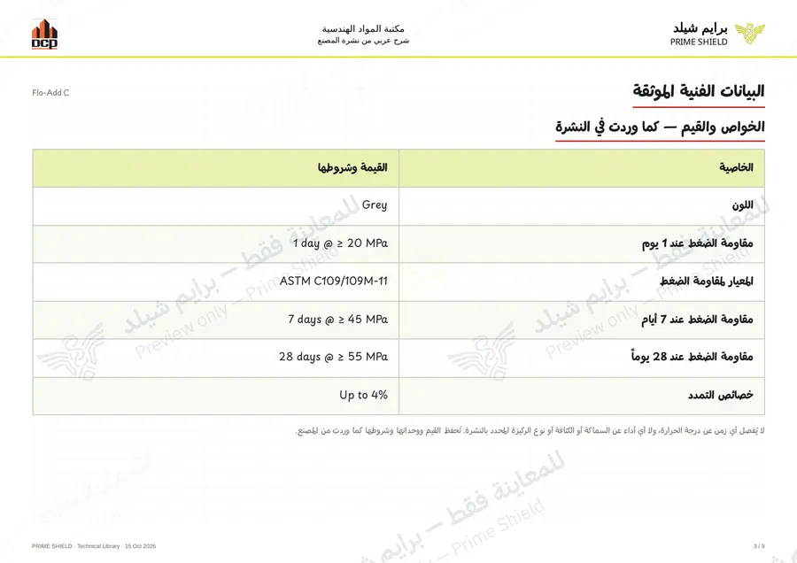 الصفحة 3 من 11 — Flo-Add C — الشرح العربي