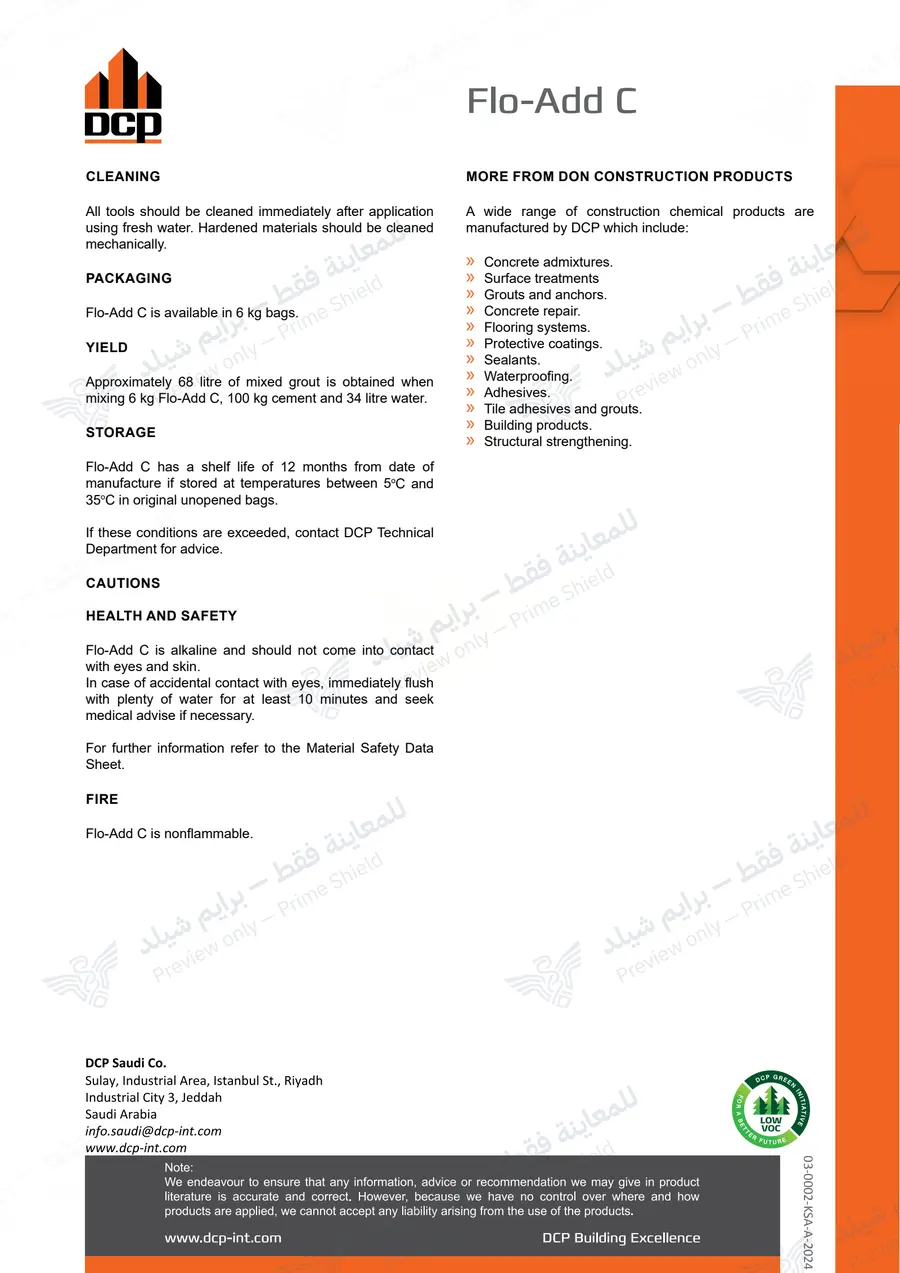 الصفحة 11 من 11 — Flo-Add C — النشرة الرسمية (EN)