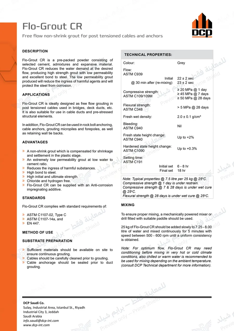 Page 9 of 10 — Flo-Grout CR — Official sheet (EN)