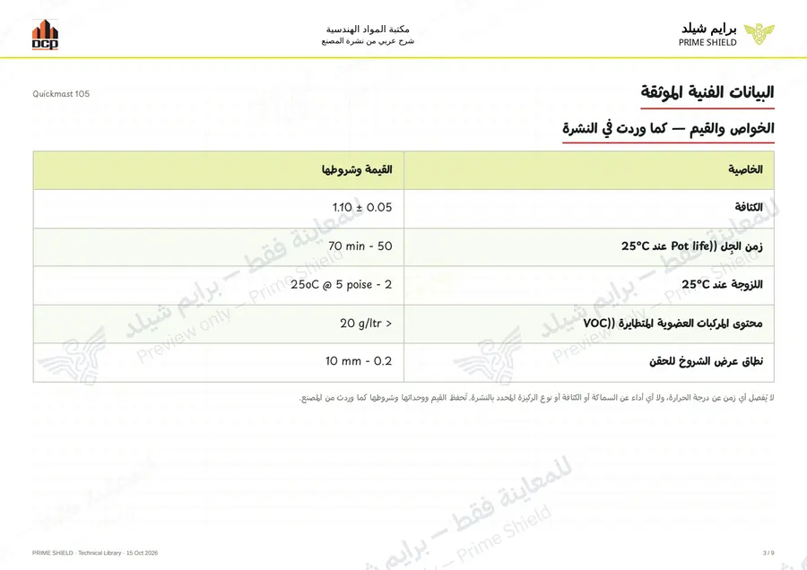 الصفحة 3 من 11 — Quickmast 105 — الشرح العربي